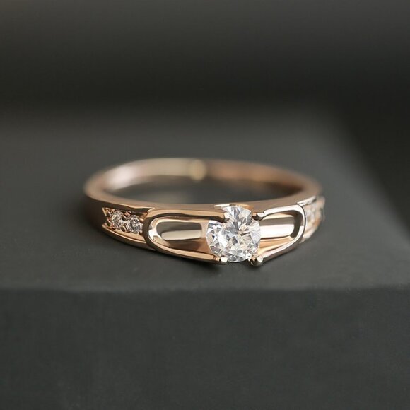 💎 Dainty Tiny CZ Trendy Rose Gold Rings for Women, INDN8140 - Picture 2 of 5